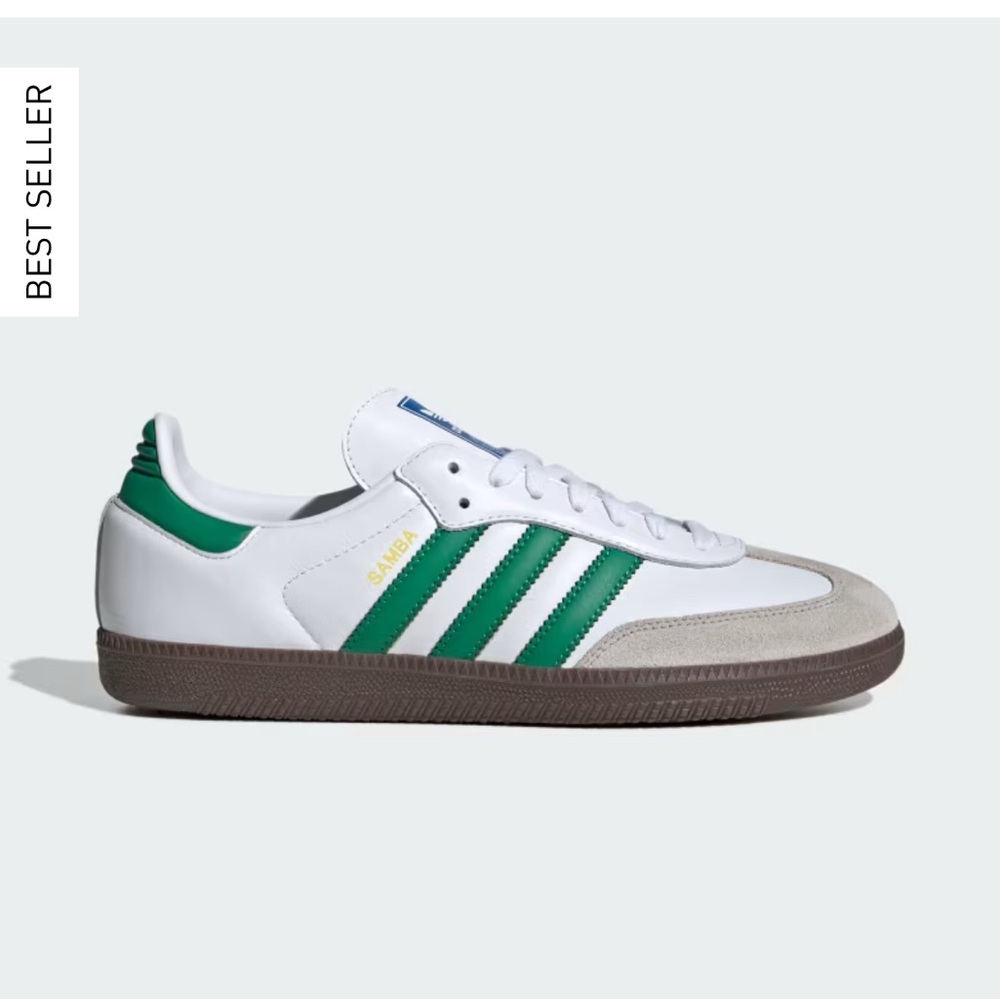 Adidas White and Green Sneakers Classic Design